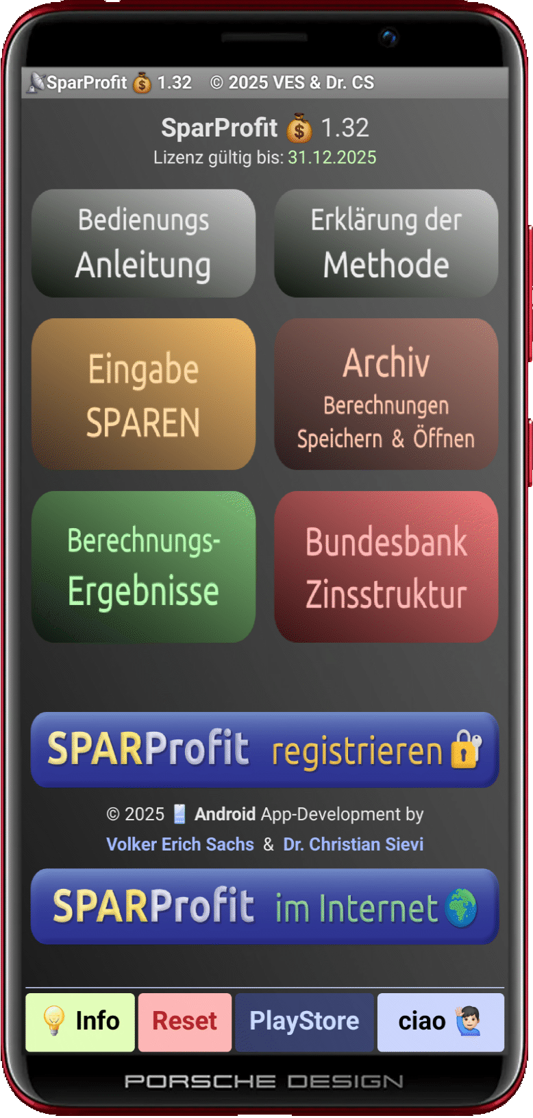Hauptmenü der App SparProfit💰